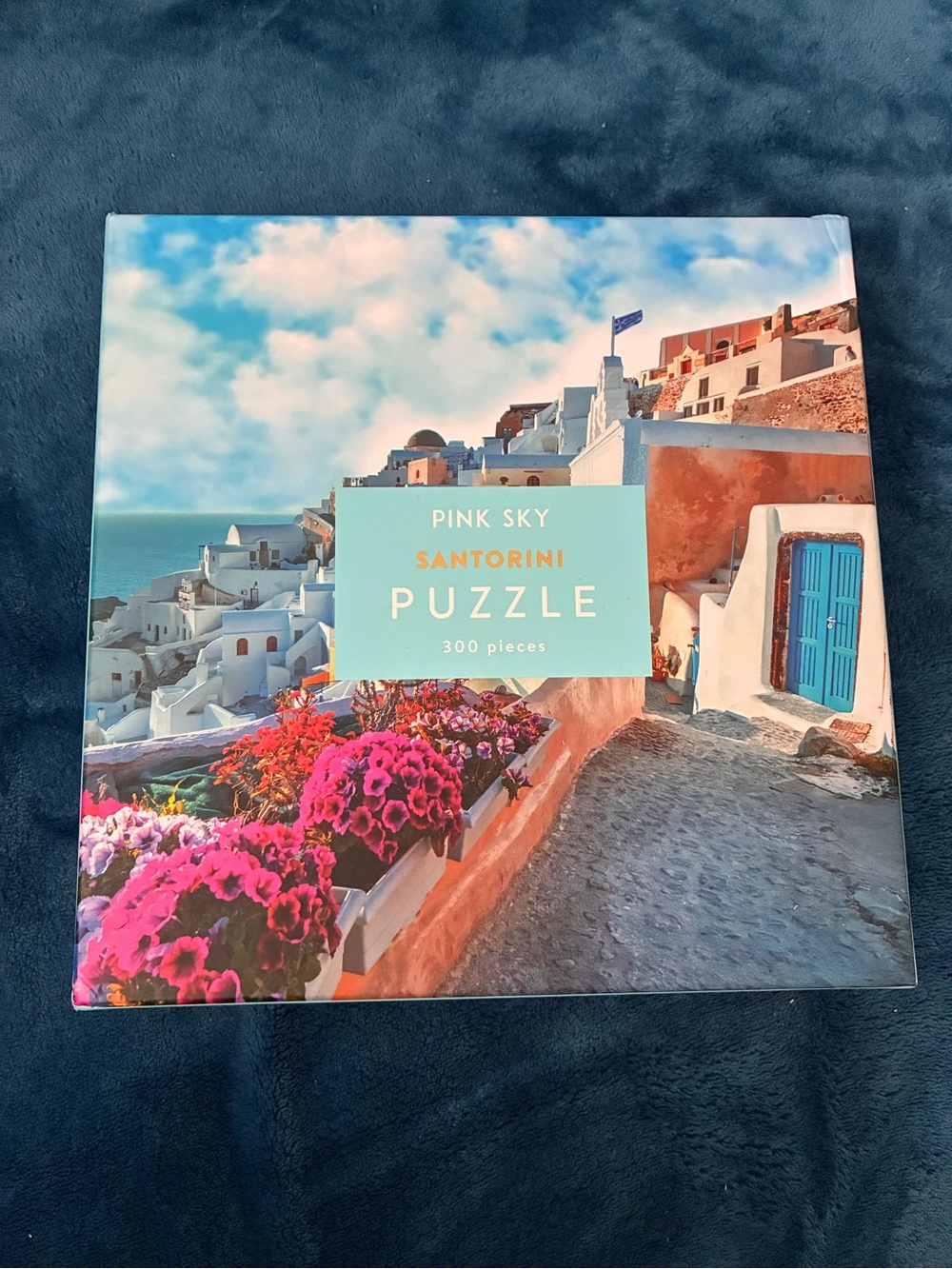 Pink Sky Santorini 300-Piece Puzzle - Scenic Blue & Pink Design